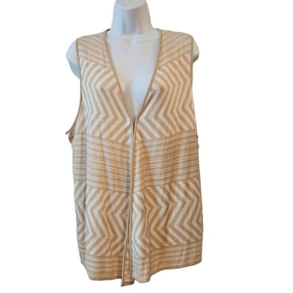 Chico's Tan and Cream Sweater Vest - Picture 1 of 6
